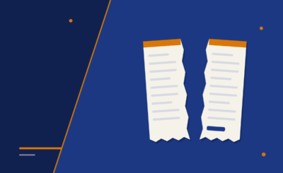 Invoice split into two halves, illustrating the separation of a business into two entities and the 14,000,000 lek threshold.
